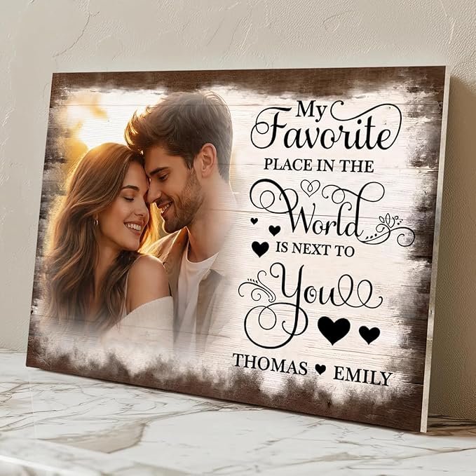 Love Signal Personalized Wall Art for Couples, Custom Photo Print Canvas/Poster/Frame, Wedding, Anniversary, Valentine Day, Birthday Gifts for Him Her Boyfriend Girlfriend, Husband Wife Bedroom Decor