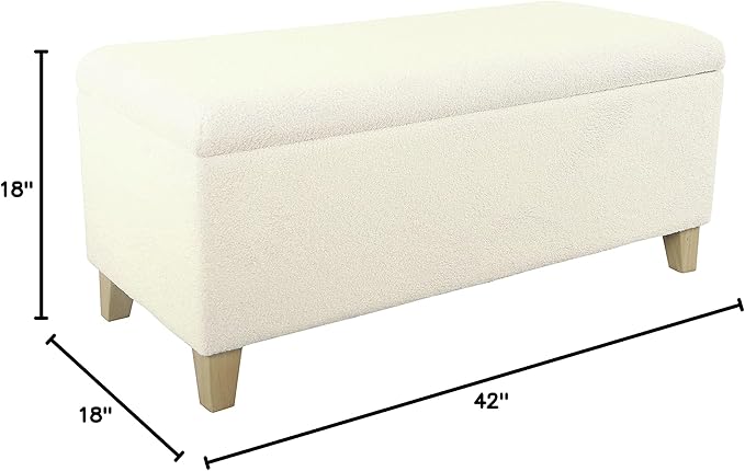 HomePop Storage Bench, Pearl Cream, Rectangle