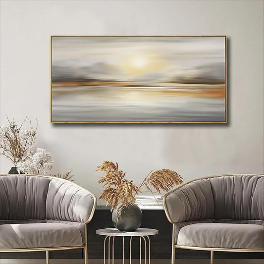 Framed Wall Art Abstract Seascape Canvas Printing Wall Decor Artwork for Living Room Bedroom Dining Room Home Office Decor 24"x48"