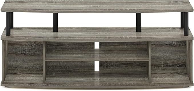 Furinno Jaya Large Entertainment Center Hold up to 55-in TV, Inch, French Oak/Black