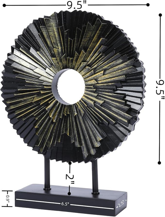 HODESumPure Gold Luxury Round Decorative Sculpture Statue Above Cabinet Home Decorations for Living Room Kitchen Fireplace Mantel Office Bookshelf Table Top Home Decor Accents (Black Gold)