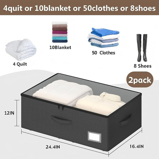 EE-RoomWorld Underbed Storage With Wheels, No Assemble Required 12 inches Height Under bed Storage Bins,Large Capacity Rolling Shoe Storage Containers,Dorm clothes Storage