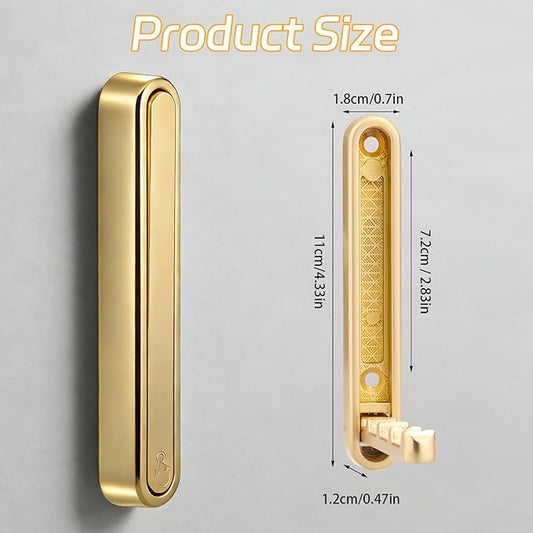 Dntorx 2 Pcs Extended Folding Coat Hooks Wall Mounted, 4.33 in Gold Foldable Wall Hooks Heavy Duty Valet RV Hooks Bathroom Towel Hooks Robe Hooks for Hanging Towels Clothes Coat Hat Bags