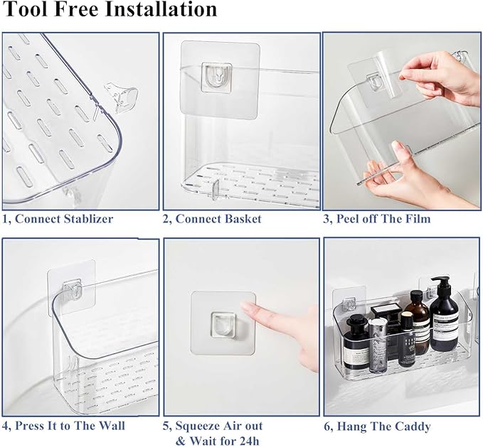 UNIKON Bath Toy Storage Holder, Bathtub Toy Organizer, Large Capacity Shower Caddy for Bathroom, Clear, 2 Pack