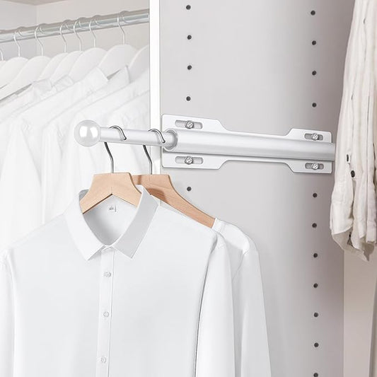 12" Valet Rod for Closet Pull Out (2 Pack, White)