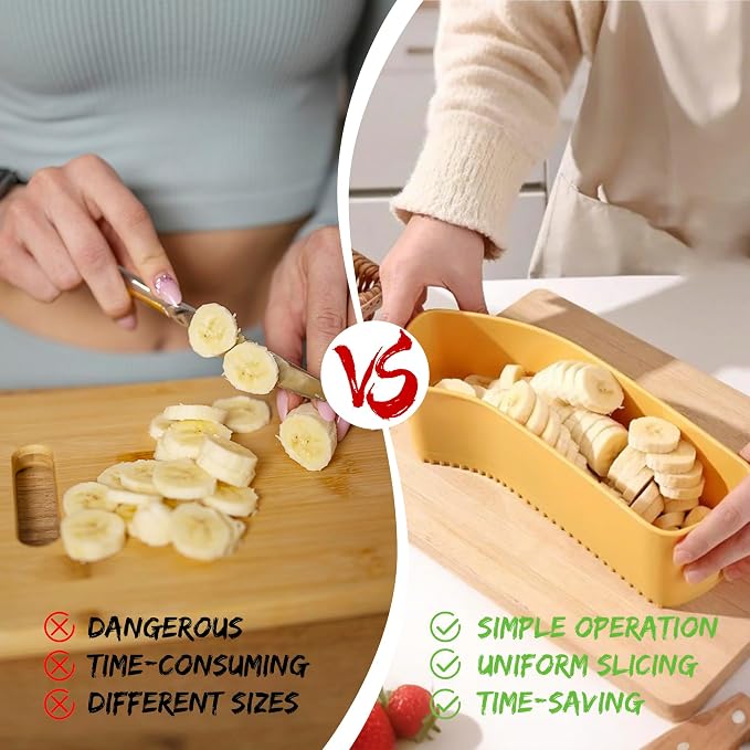 Fruit Slicer Banana Cutter, Strawberry Slicer, Cucumber, Speed for Egg Hot Dog Grape, Strawberry Cutter kitchen gadget(Yellow)