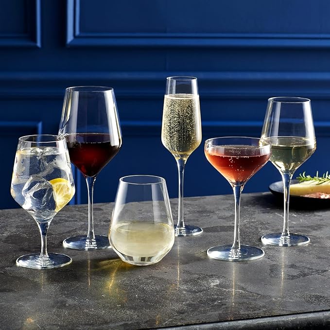 Libbey Signature Greenwich Stemless Wine Glasses Set of 6, Modern Wine Glasses for Red and White Wine, Ideal Stemless Wine Glass Set for All Occasions