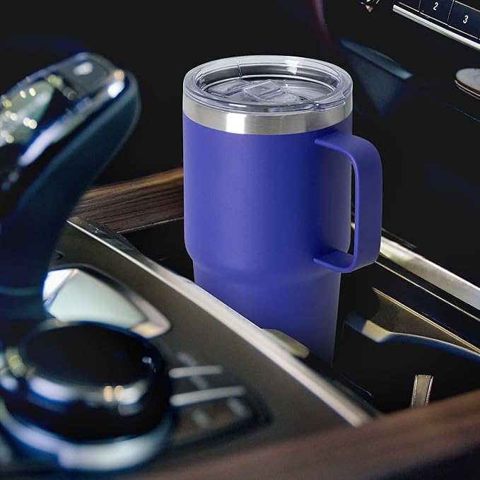 20oz Tumbler Bulk with Lid, Stainless Steel Tumbler Bulk with Handle, Metal Insulated Travel Coffee Mug Set with Handle, Double Wall Vacuum Leak Proof Tumbler Cup, Blue 12 Pack