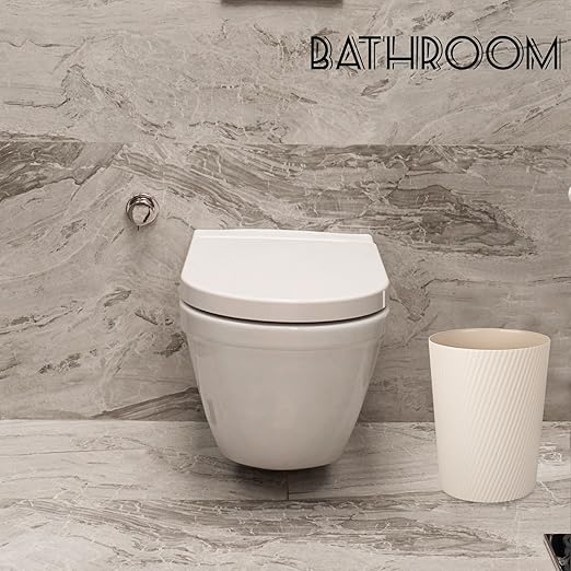 UUJOLY Small Trash Can Wastebasket Garbage Can Container Bins for Bathrooms, Laundry Room, Kitchens, Offices, Kids Rooms, Dorms (Beige)