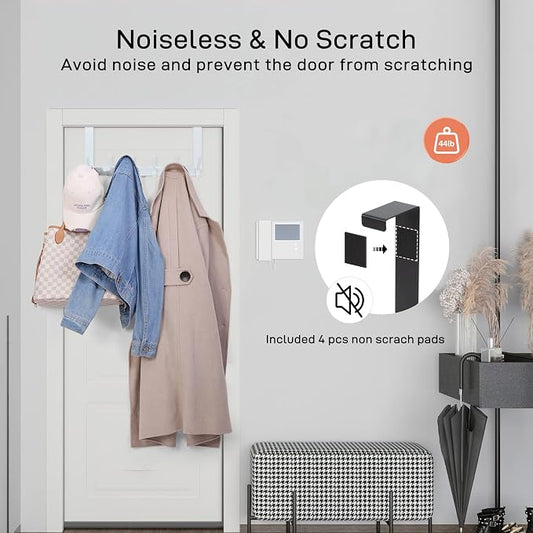 Optish Over The Door Hooks, Door Hanger Hooks for Hanging, Over The Doors Towel Racks for Bathroom with 12 Coat Hook, Coat Rack Bathroom Accessories(2 Pack, White)