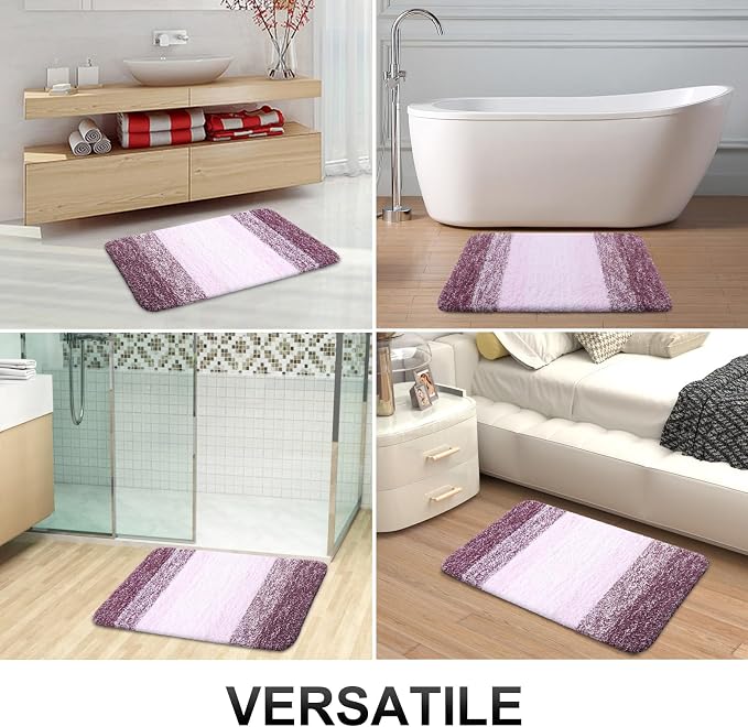 OLANLY Bathroom Runner Rugs Mat 59x24, Extra Soft Absorbent Microfiber Bath Rugs, Rubber Backing, Quick Dry, Washable Long Bath Mats for Bathroom Floor, Tub and Shower, Home Decor Accessories, Mauve