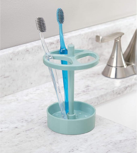 iDesign Franklin BPA-Free Plastic XL Toothbrush Stand, 3.75" x 3.75" x 5.75", Aqua