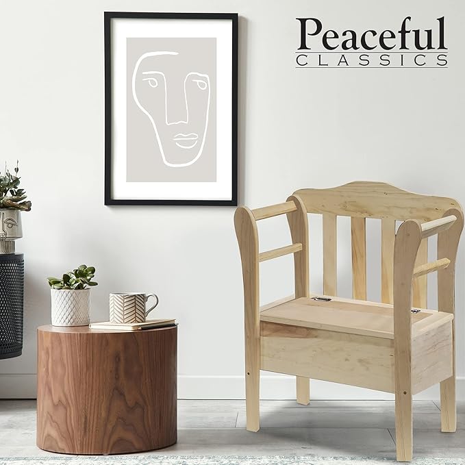 Peaceful Classics Bench with Storage - Small Wooden Storage Bench for Entryway, Hallway, Mudroom, Farmhouse, Bedroom, & Living Room, Amish Handmade Furniture Storage Organizer, Unfinished