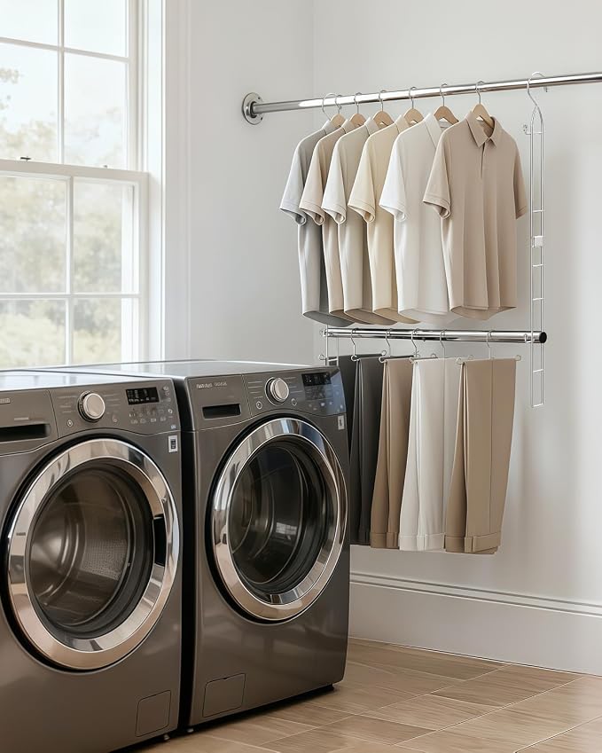 Supforce Hanging Closet Rod Stainless Steel, 2 Pack Adjustable Height & Width Closet Rod Extender, Space-Saving Closet Hanging Storage Organizer,Load up to 88LB