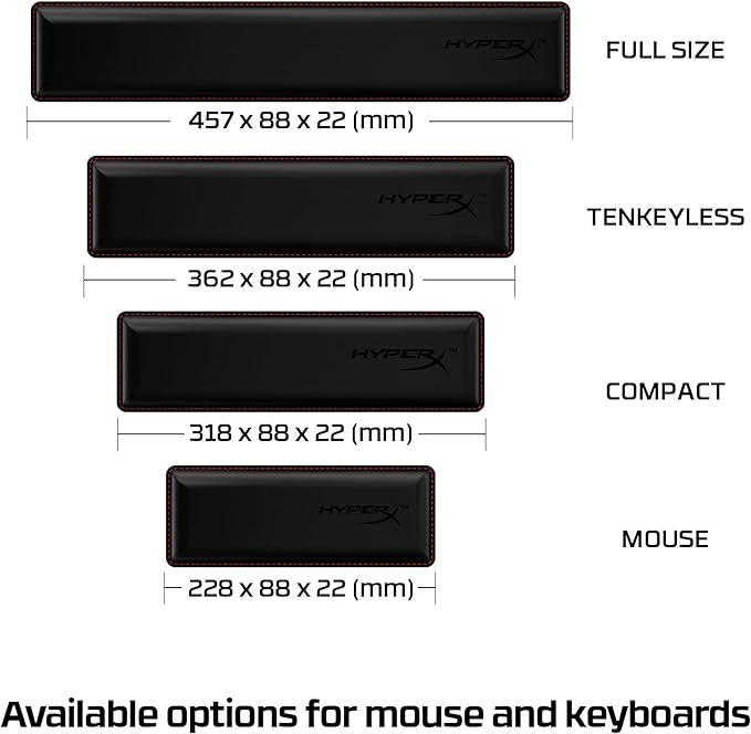 HyperX Wrist Rest – Tenkeyless – Cooling Gel – Memory Foam – Anti-Slip,Black