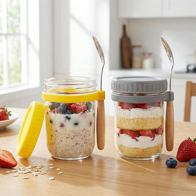 CycleMore 16oz Wide Mouth Mason Jars with Airtight Lids, 12 - Pack Canning Jars with Colorful Lids, Glass Jars for Fermenting, Pickling, Freezing, Preserving, Meal Prep, Jar Décor