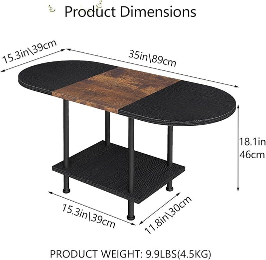 Coffee Tables, Modern Center Table with Storage Shelf, 2-Tier Table for Living Room, Modern Two-Tone Design (Mixed Black)