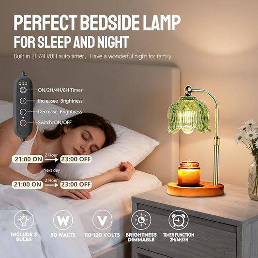 GEEZO Fragrance Candle Warmer Lamp,Electric Candle Warmer with Timer & Dimmer,Mom Christmas Birthday Gifts for Women, House Warming Gifts New Home Bedroom Decor