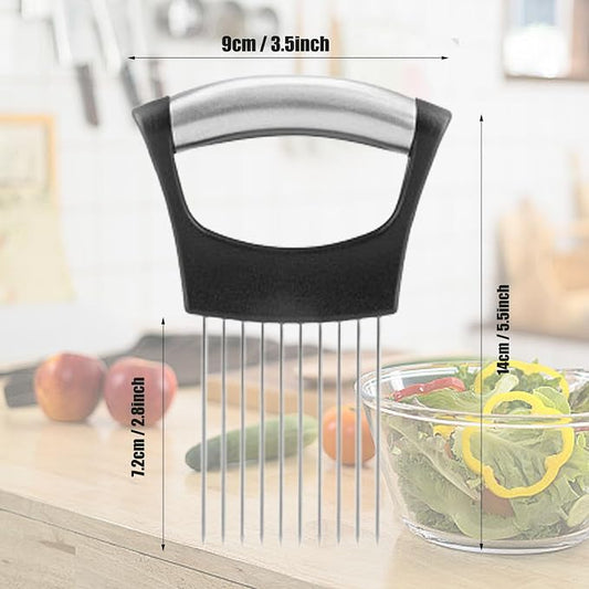 1Pc Onion Holder for Slicing, Onion Cutter for Slicing and Storage Onions, Tomato, Lemon, Eggs and Vegetables, Stainless Steel Onion Holder, Onion Slicer