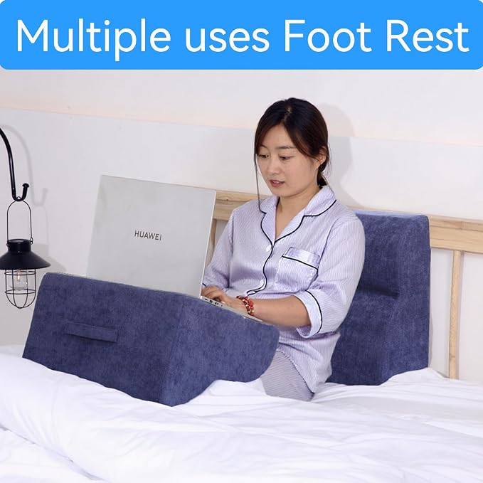Foot Rest for Under Desk at Work.Multifunctional 3-Tier Foot Stool,with Washable Footrest.for Under Desk,Office Chair Gaming Chair & Sofa,Leg Elevation Pillow,Supports Posture (Dark Blue)