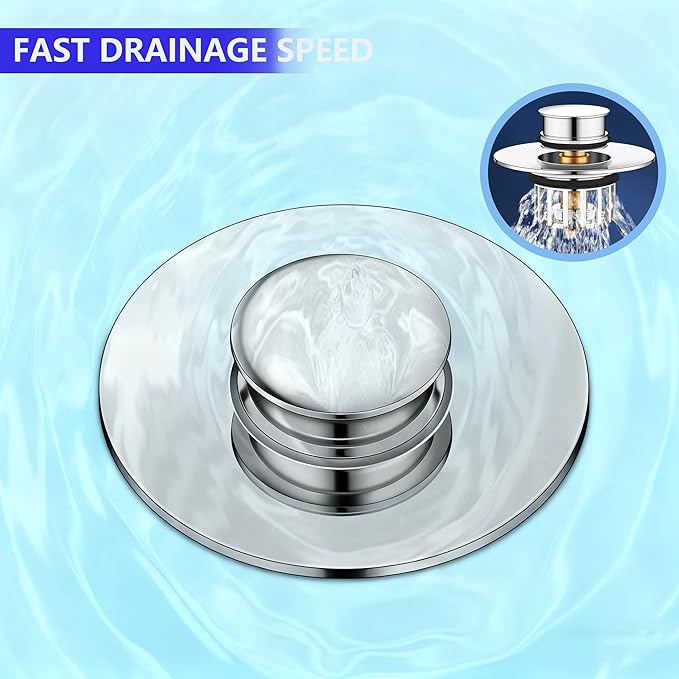 Bathtub Drain Stopper,Shower Drain Hair Catcher,Tub Stopper,2 in 1 Pop Up Tub Stopper & Shower Drain Hair Catcher Hair Drain Catcher for 1-1/2 to 1-3/4" Bath Drain Hole, Sliver