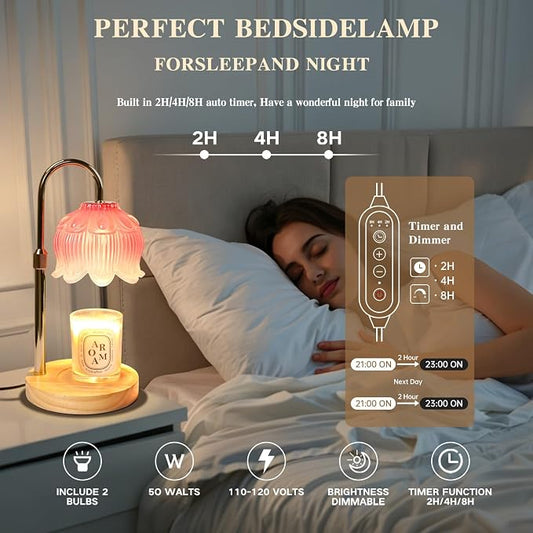 GEEZO Fragrance Candle Warmer Lamp,Electric Candle Warmer with Timer & Dimmer,Mom Christmas Birthday Gifts for Women, House Warming Gifts New Home Bedroom Decor