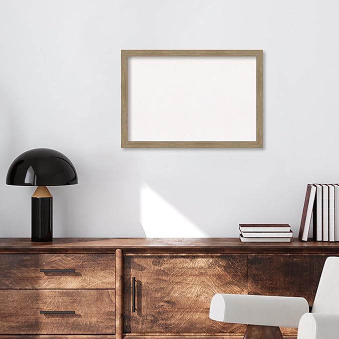 Amanti Art White Cork Board for Wall, 18x26 Vision Board with Brown Wood Frame, Medium Corkboard Office Decor for Home Organization, Casual Corkboard Pinboard to display items for home organization