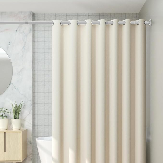 CorkLatta Silver Shower Curtain Rod 31 to 68 Inch,1 Inch Diameter Adjustable Spring Tension Stainless Steel Telescoping Rod,Easy Install,No Rust
