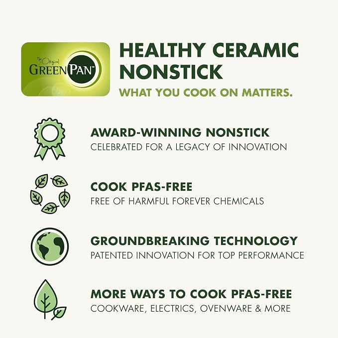 GreenPan 17 Piece Nonstick Swift Cookware Set, Ceramic PFAS-Free Pots & Pans with Lids, Dishwasher & Oven/Broiler Safe to 600F, Kitchen Cooking Set, Sauce, Saute, Stock, Griddle, Frying Pans, Gray