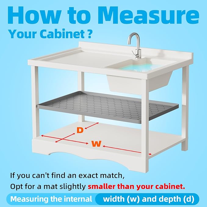 Winisok Silicone Under Sink Mat 22" x 19", kitchen Essentials and Gadgets, Shelf liner and Cabinet Protector, Home Organizers and Storage, Waterproof Bathroom Tray