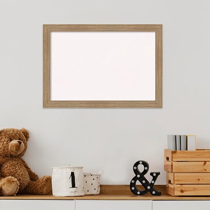 Amanti Art White Cork Board for Wall, 14x20 Vision Board with Brown Wood Frame, Small Corkboard Office Decor for Home Organization, Casual Corkboard Pinboard to Display Items for Home Organization in