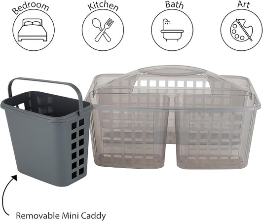 Bath Bliss 2 in 1 Portable, Bathroom Shower Caddy for Shampoo, Conditioner, Soap, and Cosmetics, in Grey Bath Tote (26118-GREY)