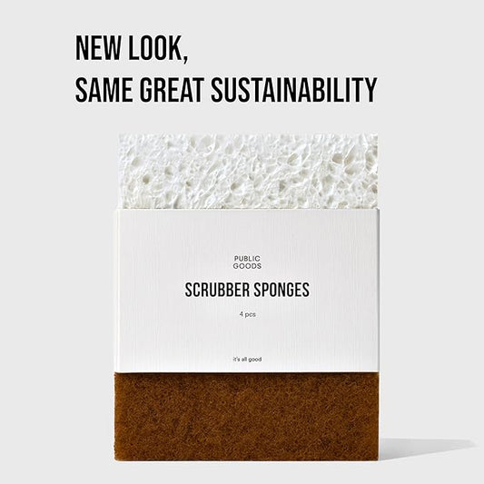 Public Goods Scrubber Sponge | Cleaning & Scrubbing Sponges for Dishes & Kitchen Sink | Natural, Plant-Based Sponges | Pack of 12