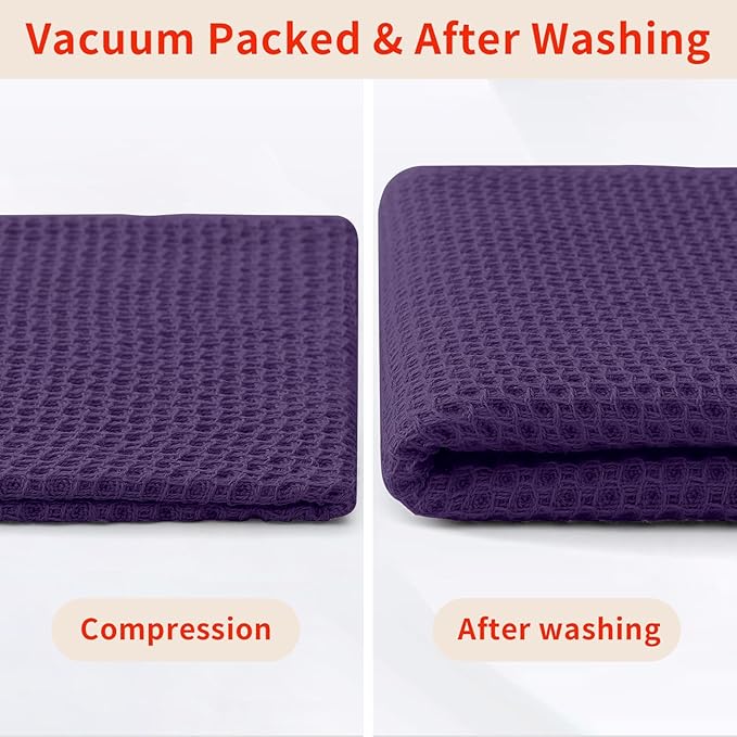 Homaxy 100% Cotton Waffle Weave Kitchen Dish Cloths, Ultra Soft Absorbent Quick Drying Dish Towels, 12 x 12 Inches, 18-Pack, Eggplant