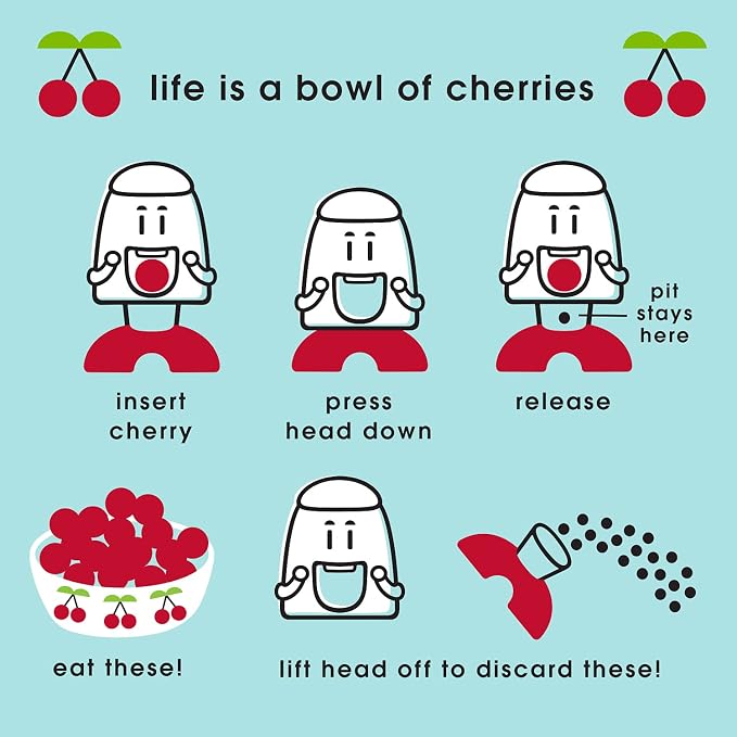 Talisman Designs Cherry Pitter | Family Friendly Kitchen Tools | Fun & Functional Cherry Chomper | Olive & Cherry Seed Picker for Kids | Gift Item