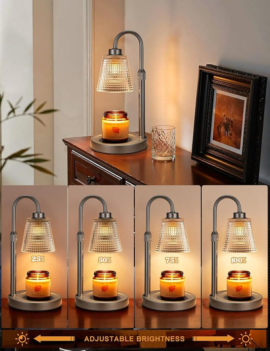 Innqoo Gray Candle Warmer Lamp with Timer, Dimmable Candle Warmer for Jar Candles, Height Adjustable Wax Melts Warmer, Birthday Gifts for Women Mom, House Warming Gifts New Home Decor