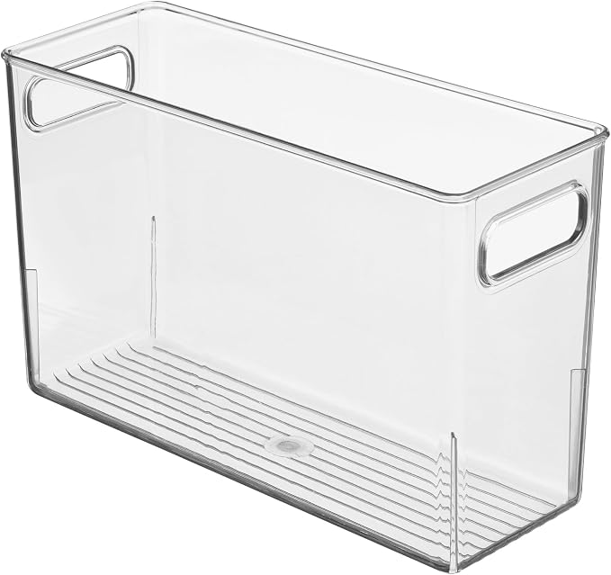 iDesign Slim Clear Plastic Bathroom Storage Bin, Tall Narrow | Organizer for Lotions, Creams, Toiletries