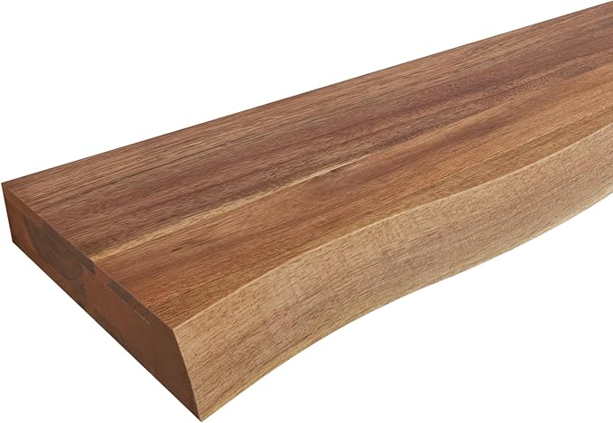 Howizz 24" Acacia Live Edge Floating Shelves Set of 2 - Wall Mounted Wooden Shelf for Stylish Home Décor - Teak Look Color 24x7.5x1.5 Inches