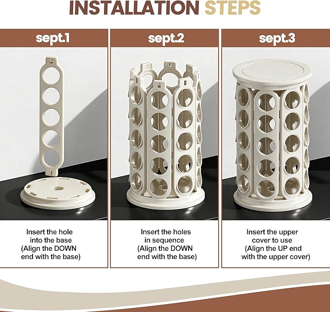 K Cup Holder, Coffee Pod Storage Carousel Stand Compatible with 40 Keurig K-Cup Pods, Home or Office Kitchen Counter Space-Saving Organizer (White)