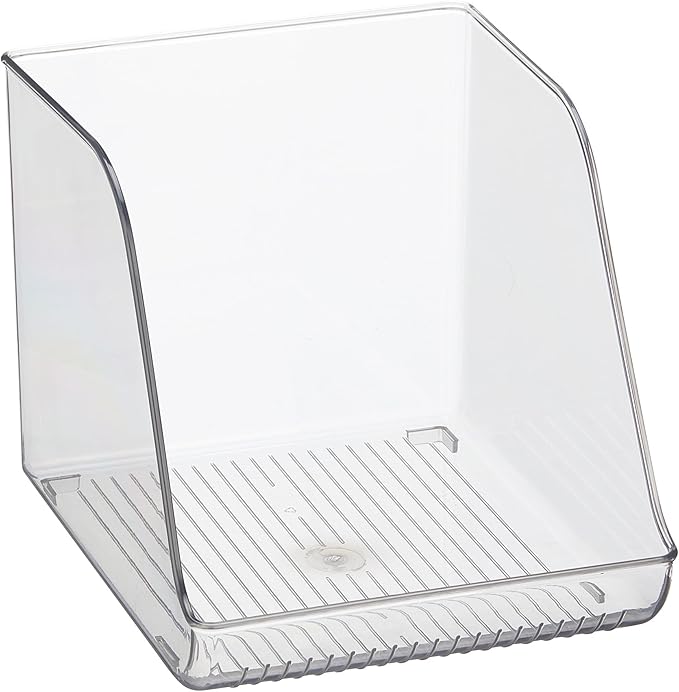 iDesign Plastic Water Bottle Organizer for Fridge, Clear Bottle Holder for Kitchen and Pantry, 4-Pack