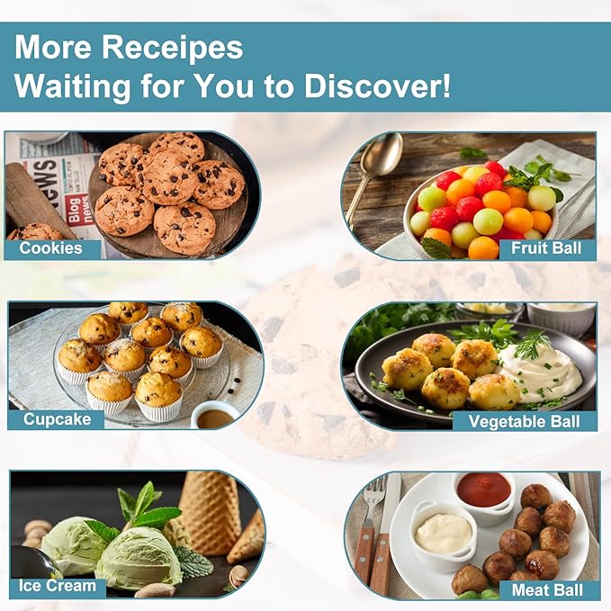 HOMURE H Cookie Scoop Set, Include 1 Tbsp/2 Tbsp/3 Tbsp, Cookie Dough Scoop, Cookie Scoops for Baking Set of 3, Mellon Baller Scoop, Dusty Blue, Non-Slip, For Cookies Cupcake Muffin Ice Cream Meatball