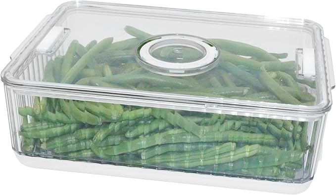 Oggi Fresh Keeper Produce Containers for Fridge - Time Tracking, Adjustable Date Dial, BPA-Free Fruit & Vegetable Storage Bins, Berry, Lettuce, Food Storage - 2.8 Liter/11.75 Cups