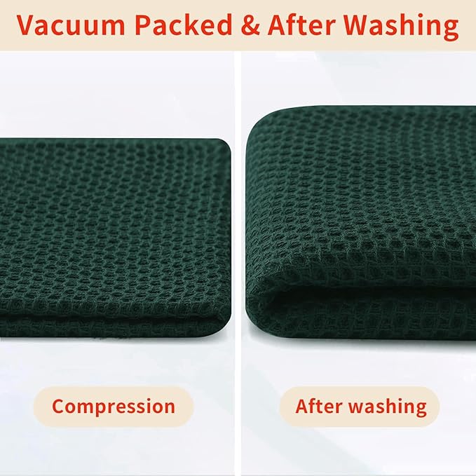 Homaxy 100% Cotton Waffle Weave Kitchen Dish Cloths, Ultra Soft Absorbent Quick Drying Dish Towels, 12 x 12 Inches, 24-Pack, Blackish Green