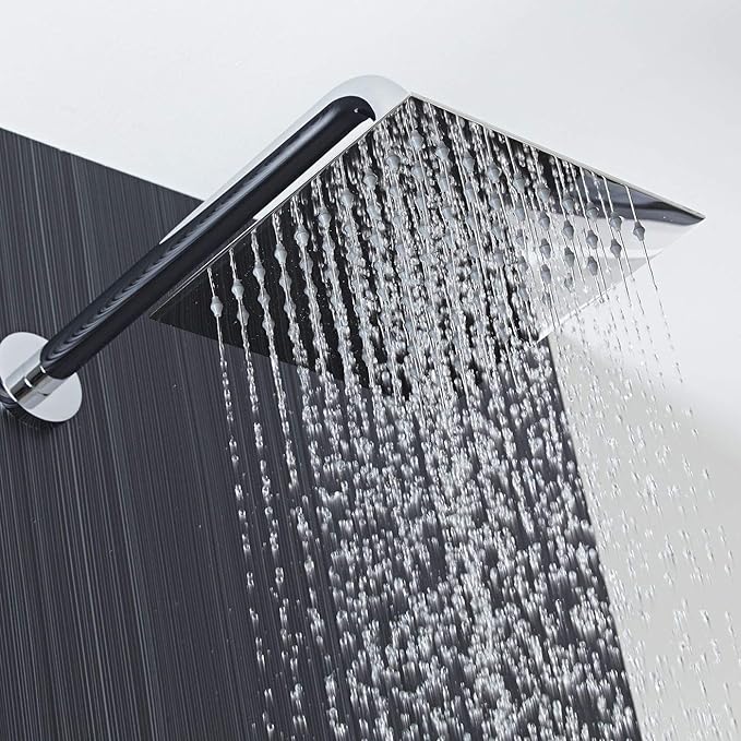 Voolan Rain Shower Head - High Flow Large Rainfall Shower Heads Made of Stainless Steel - Waterfall Bathroom Square Showerhead - Ceiling or Wall Mount (12" Brushed Nickel)
