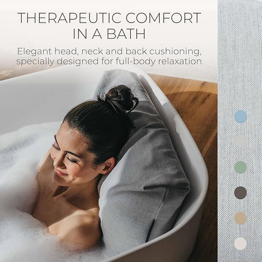 BADESOFA® Luxury Bath Pillow S - Ultra Comfortable & Quick-Drying Bath Back Pillow - Washable Full Body Bath Pillow for Bathtub - Therapeutic Head and Neck Support - Luxury Spa Cushion in Grey