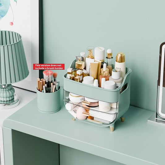 Yieach Green Make up Organizers for Counter,Vanity and Dresser,Bathroom Makeup Organizer Countertop,Large Makeup Storage Organizer for Hair Tool,Beauty Products,Skin Care and Cosmetic Display Cases