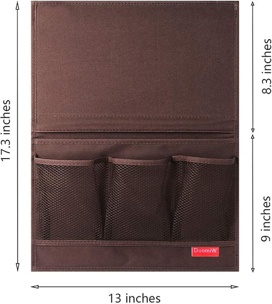 Bedside Storage Organizer, Bedside Caddy, Table Cabinet Storage Organizer, TV Remote Control, Phones, Magazines, Tablets, Accessories (Brown)
