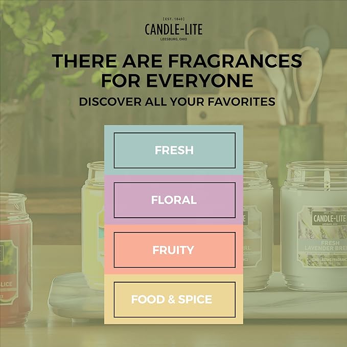 Candle-lite Scented Candles, Tiki Shores, 18 oz Jar, Proudly Poured in The USA, Aromatherapy Candle, Single-Wick with 110 Hours of Burn Time, Perfect for Creating a Refreshing Ambiance