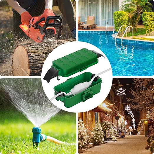 Flemoon IP55 Small Outdoor Electrical Box Waterproof (Inner 5.9 x 3.2 x 1.8inch), Extension Cord Cover with Detachable Awning Covers for Plug, Outlet, Holiday Lights, Green