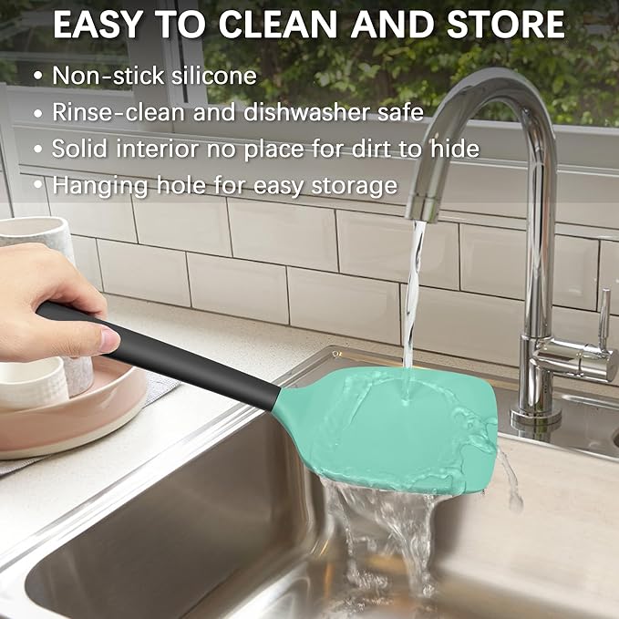 Coukre Silicone Kitchen Cooking Utensils Set with Holder – Heat-Resistant, Food-Grade Kitchen Tools, Spatula, Spoon & Gadgets for Non-Stick Pans, Dishwasher Safe (2, AquaGreen)